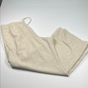 Gap Linen Blend Wide Leg Pull On Khaki Pants With Pockets Sz LP